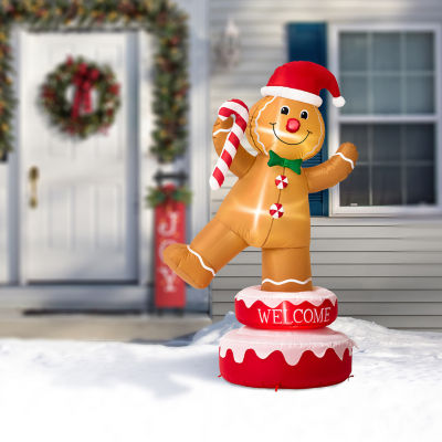 Glitzhome 6ft Lighted Gingerbread Man Christmas Outdoor Inflatable