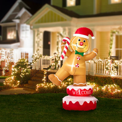 Glitzhome 6ft Lighted Gingerbread Man Christmas Outdoor Inflatable