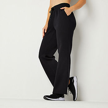 Xersion Womens Fleece Mid Rise Straight Sweatpant, Color: Black