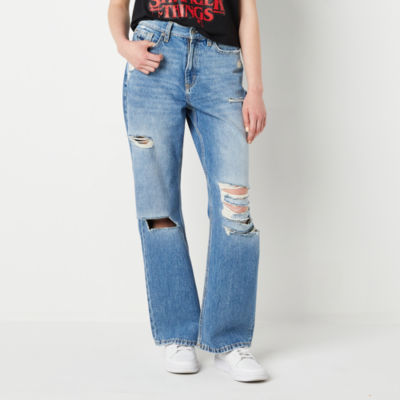 Arizona Juniors Womens Ripped Highest Rise 5 Pocket Curvy Skater Jean