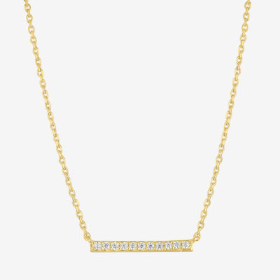 Diamond Addiction (G-H / Si2-I1) Womens 1/10 CT. T.W. Lab Grown White Diamond 10K Gold Bar 16 Inch Pendant Necklace