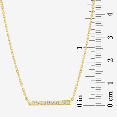 Diamond Addiction (G-H / Si2-I1) Womens 1/10 CT. T.W. Lab Grown White Diamond 10K Gold Bar 16 Inch Pendant Necklace