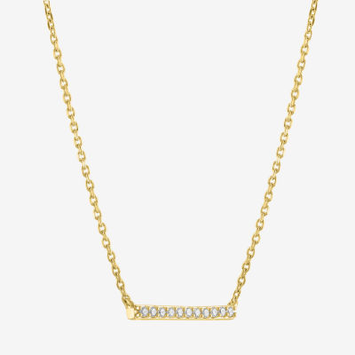 Diamond Addiction (G-H / Si2-I1) Womens 1/10 CT. T.W. Lab Grown White Diamond 10K Gold Bar Pendant Necklace