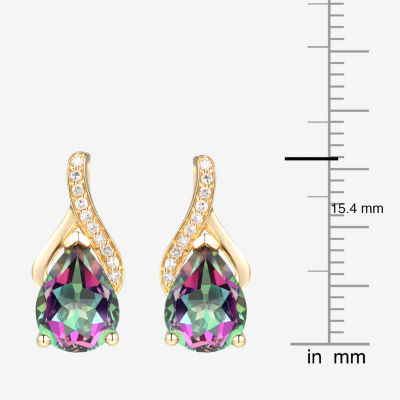 Genuine Mystic Fire Topaz 14K Gold Over Silver 13.5mm Stud Earrings