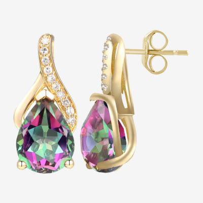 Genuine Mystic Fire Topaz 14K Gold Over Silver 13.5mm Stud Earrings