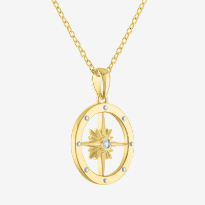 Diamond Accent (G-H / I1-I2) Womens Diamond Accent Lab Grown White Diamond 14K Gold Over Silver Circle Pendant Necklace