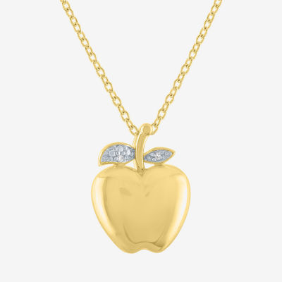 Diamond Accent "Apple Of My Eye" (G-H / I1-I2) Womens Diamond Accent Lab Grown White Diamond 14K Gold Over Silver Pendant Necklace