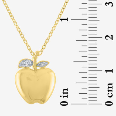 Diamond Accent "Apple Of My Eye" (G-H / I1-I2) Womens Diamond Accent Lab Grown White Diamond 14K Gold Over Silver Pendant Necklace