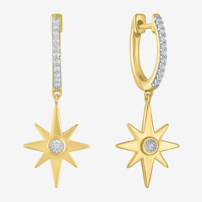 Diamond Addiction North Star (G-H / I1-I2) 1/10 CT. T.W. Lab Grown White Diamond 14K Gold Over Silver Sterling Silver Star Hoop Earrings