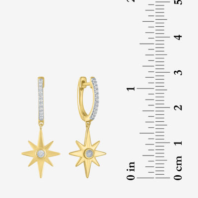 Diamond Addiction North Star (G-H / I1-I2) 1/10 CT. T.W. Lab Grown White Diamond 14K Gold Over Silver Sterling Silver Star Hoop Earrings