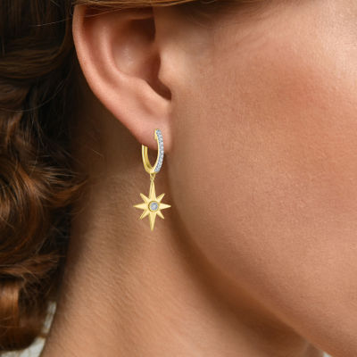 Diamond Addiction North Star (G-H / I1-I2) Womens 1/10 CT. T.W. Lab Grown White Diamond 14K Gold Over Silver Sterling Silver 27mm Star Hoop Earrings