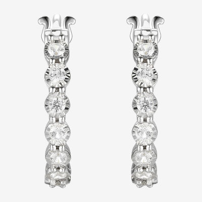 1/10 CT. T.W. Natural White Diamond Sterling Silver 18mm Hoop Earrings