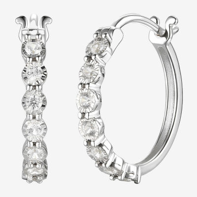 1/10 CT. T.W. Natural White Diamond Sterling Silver 18mm Hoop Earrings