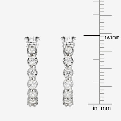 1/10 CT. T.W. Natural White Diamond Sterling Silver 18mm Hoop Earrings