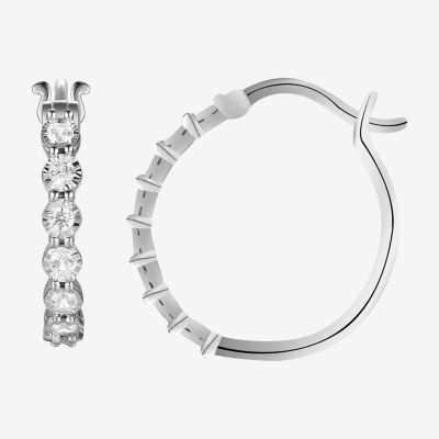 1/10 CT. T.W. Natural White Diamond Sterling Silver 18mm Hoop Earrings