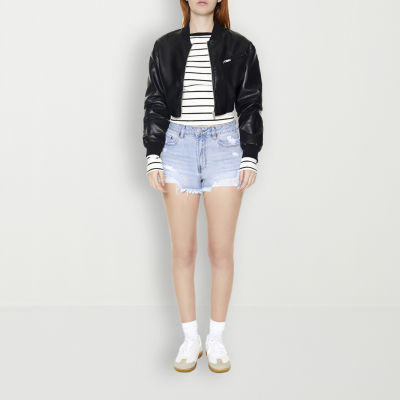 Forever 21 Faux Leather Lightweight Juniors Bomber Jacket