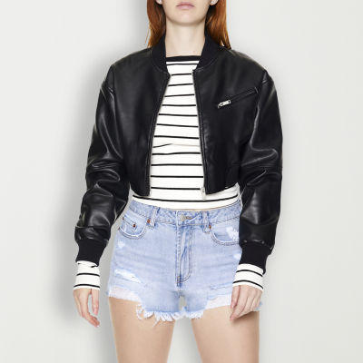 Forever 21 Faux Leather Lightweight Juniors Bomber Jacket