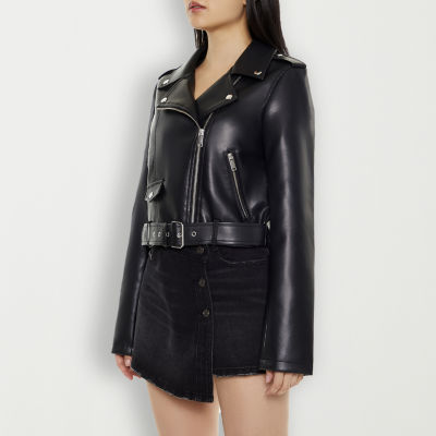 Forever 21 Faux Leather Motto Lightweight Juniors Cropped Jacket