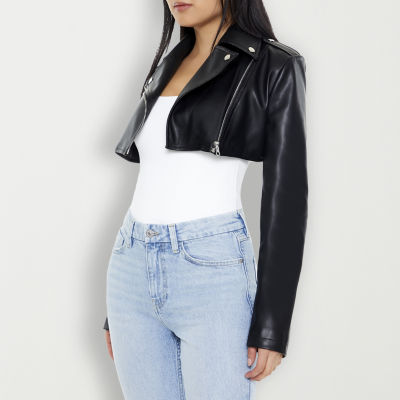 Forever 21 Faux Leather Lightweight Juniors Cropped Jacket