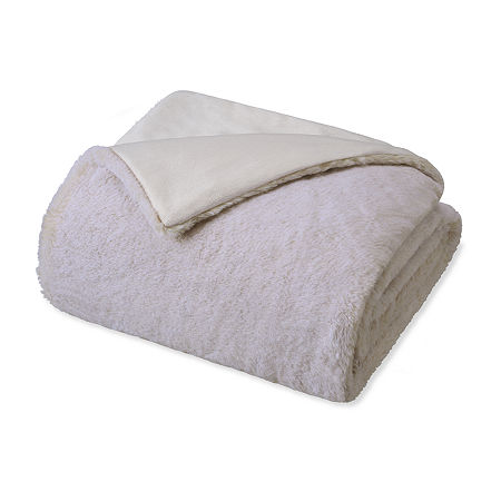 Bearpaw Artesia Faux Fur Throw, One Size, Beige