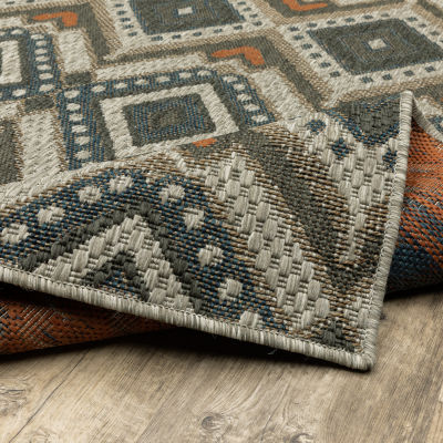 Covington Home Long Island Tribal Diamonds 39"X60" Indoor Outdoor Rectangular Accent Rug