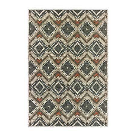 Covington Home Long Island Tribal Diamonds Indoor Outdoor Rectangular Area Rug, One Size, Gray