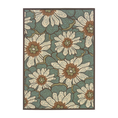 Covington Home Majorca Floral Blooms Indoor Outdoor Rectangular Accent Rug