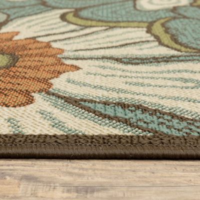 Covington Home Majorca Floral Blooms Indoor Outdoor Rectangular Accent Rug