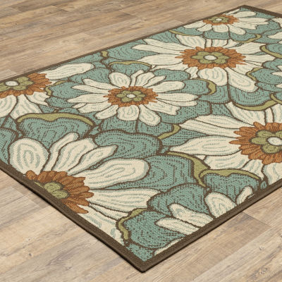 Covington Home Majorca Floral Blooms Indoor Outdoor Rectangular Accent Rug