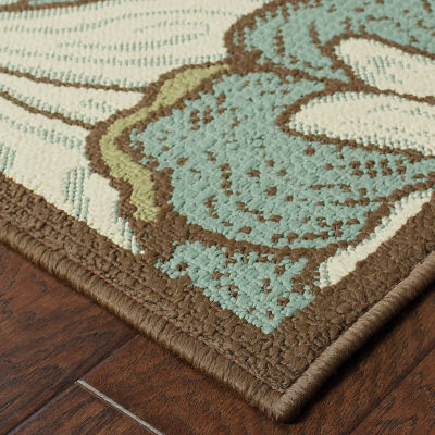 Covington Home Majorca Floral Blooms Indoor Outdoor Rectangular Accent Rug