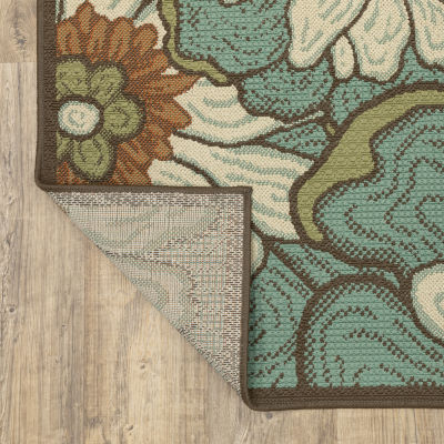 Covington Home Majorca Floral Blooms Indoor Outdoor Rectangular Area Rug