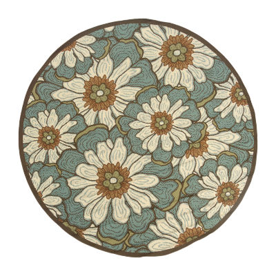 Covington Home Majorca Floral Blooms 7'X7' Indoor Outdoor Round Area Rug