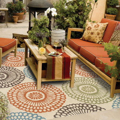 Covington Home Majorca Floral Medallions Indoor Outdoor Rectangular Accent Rug