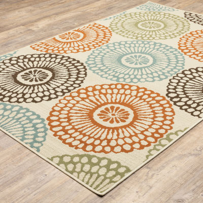 Covington Home Majorca Floral Medallions Indoor Outdoor Rectangular Area Rug