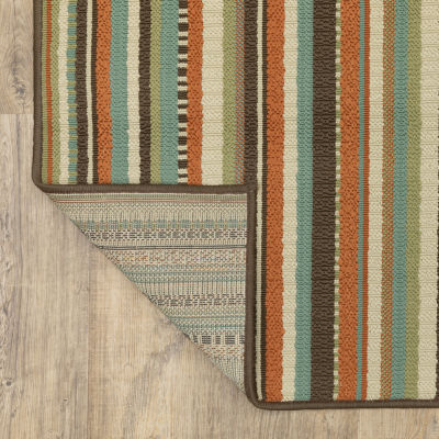 Covington Home Majorca Vertical Stripes Indoor Outdoor Rectangular Accent Rug