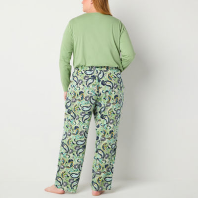 Liz Claiborne Womens Plus Long Sleeve 2-pc. Pant Pajama Set