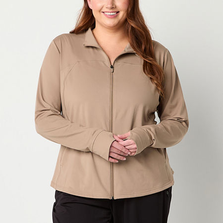 Xersion Everultra-Lite Womens Plus Lightweight Softshell Jacket, 3x, Beige