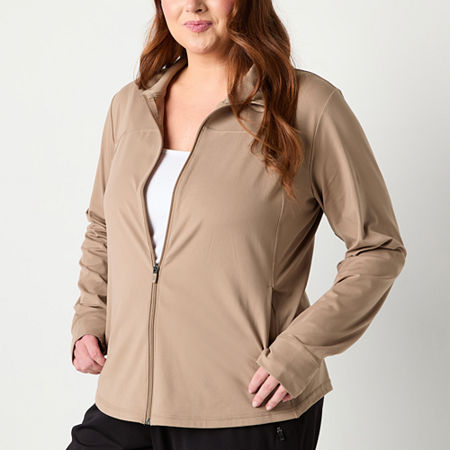 Xersion Everultra-Lite Womens Plus Lightweight Softshell Jacket, 3x, Beige