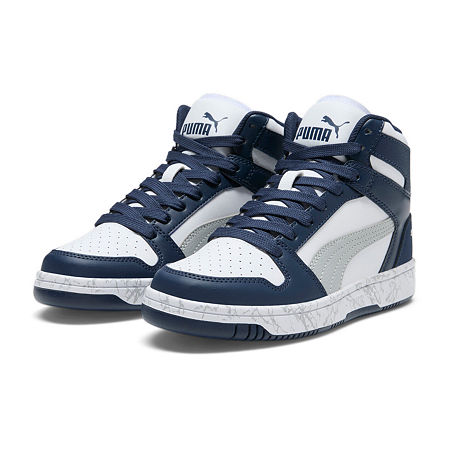 PUMA Rebound Big Boys Basketball Shoes, 4 Medium, White