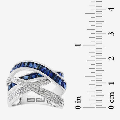 Effy Final Call Womens 1/3 CT. T.W. Genuine Blue Sapphire 14K White Gold Oblong Cocktail Ring