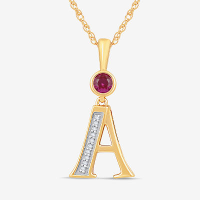 A Womens Lab Created Red Ruby 14K Gold Over Silver Pendant Necklace