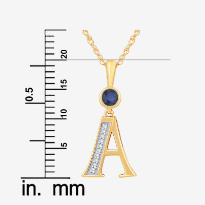 A Womens Lab Created Blue Sapphire 14K Gold Over Silver Pendant Necklace