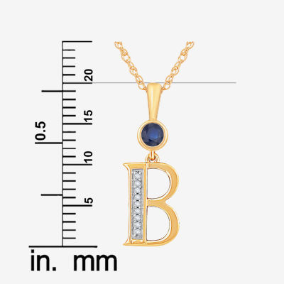 B Womens Lab Created Blue Sapphire 14K Gold Over Silver Pendant Necklace