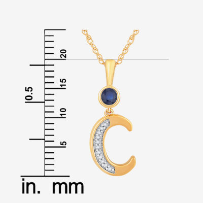 C Womens Lab Created Blue Sapphire 14K Gold Over Silver Pendant Necklace