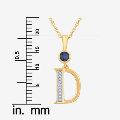 D Womens Lab Created Blue Sapphire 14K Gold Over Silver Pendant Necklace