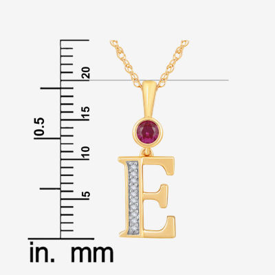 E Womens Lab Created Red Ruby 14K Gold Over Silver Pendant Necklace