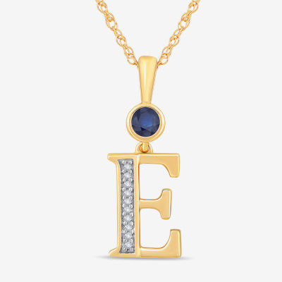 E Womens Lab Created Blue Sapphire 14K Gold Over Silver Pendant Necklace