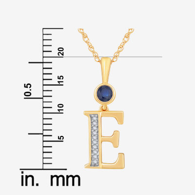 E Womens Lab Created Blue Sapphire 14K Gold Over Silver Pendant Necklace