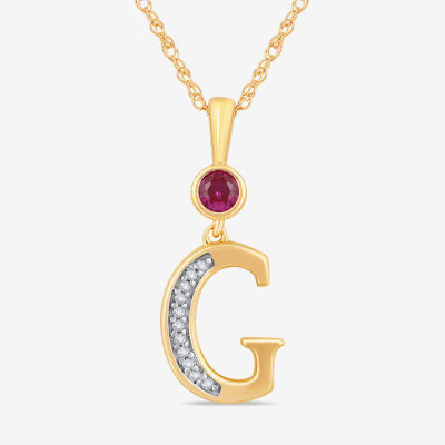 Womens Lab Created Red Ruby 14K Gold Over Silver Pendant Necklace