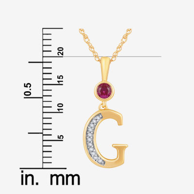 Womens Lab Created Red Ruby 14K Gold Over Silver Pendant Necklace